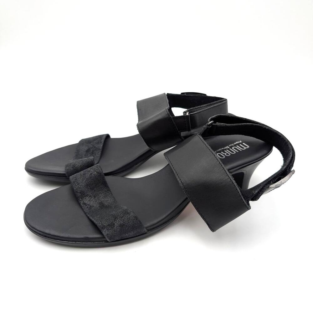 Munro Livia Slingback Heel Sandals Adjustable Women's Black Size US12N EU42.5